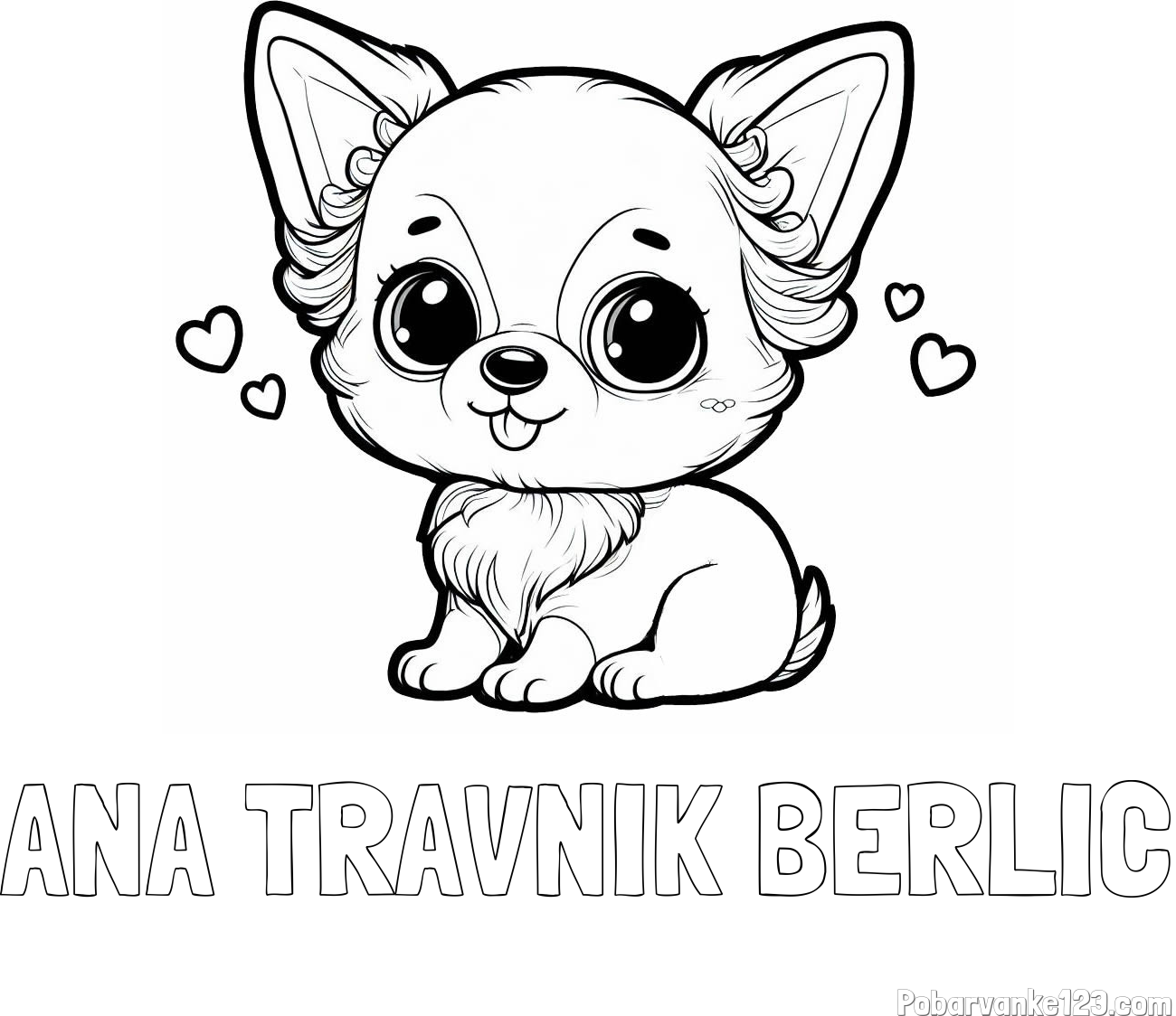 Pobarvanka imena ANA TRAVNIK BERLIČ in pobarvanka čivave