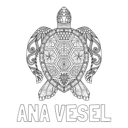 Online izdelana pobarvanka - Pobarvanka imena ANA VESEL in pobarvanka želve - mandale
