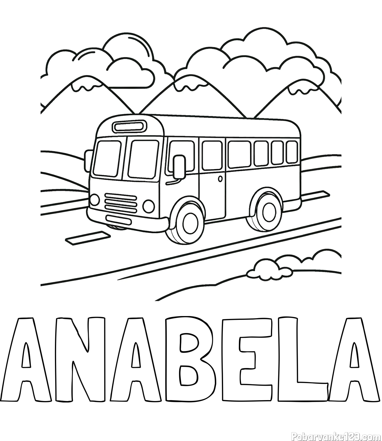 Pobarvanka imena ANABELA in pobarvanka avtobusa na vožnji