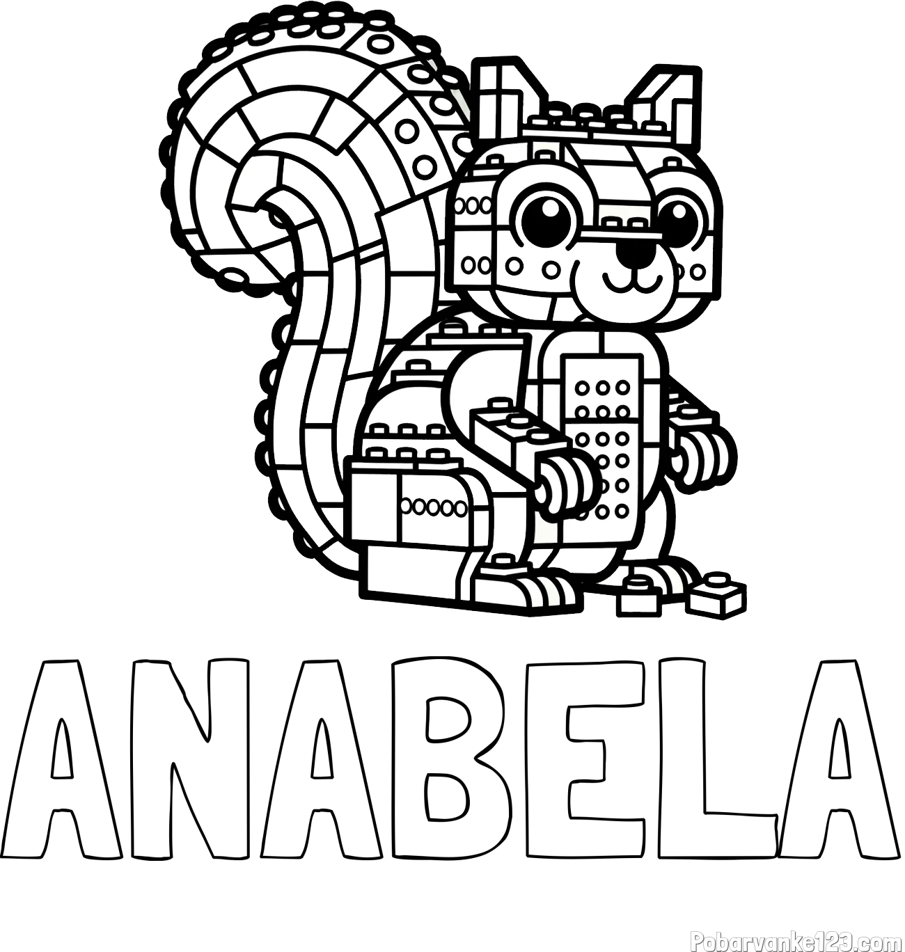 Pobarvanka imena ANABELA in pobarvanka LEGO veverice