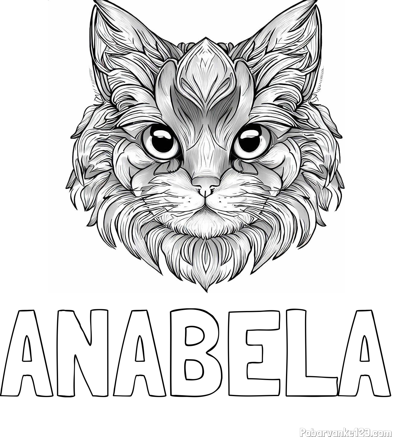 Pobarvanka imena ANABELA in pobarvanka mačke