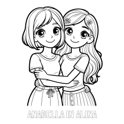 Online izdelana pobarvanka - Pobarvanka imena ANABELLA IN ALINA in pobarvanka ljubkih prijateljic