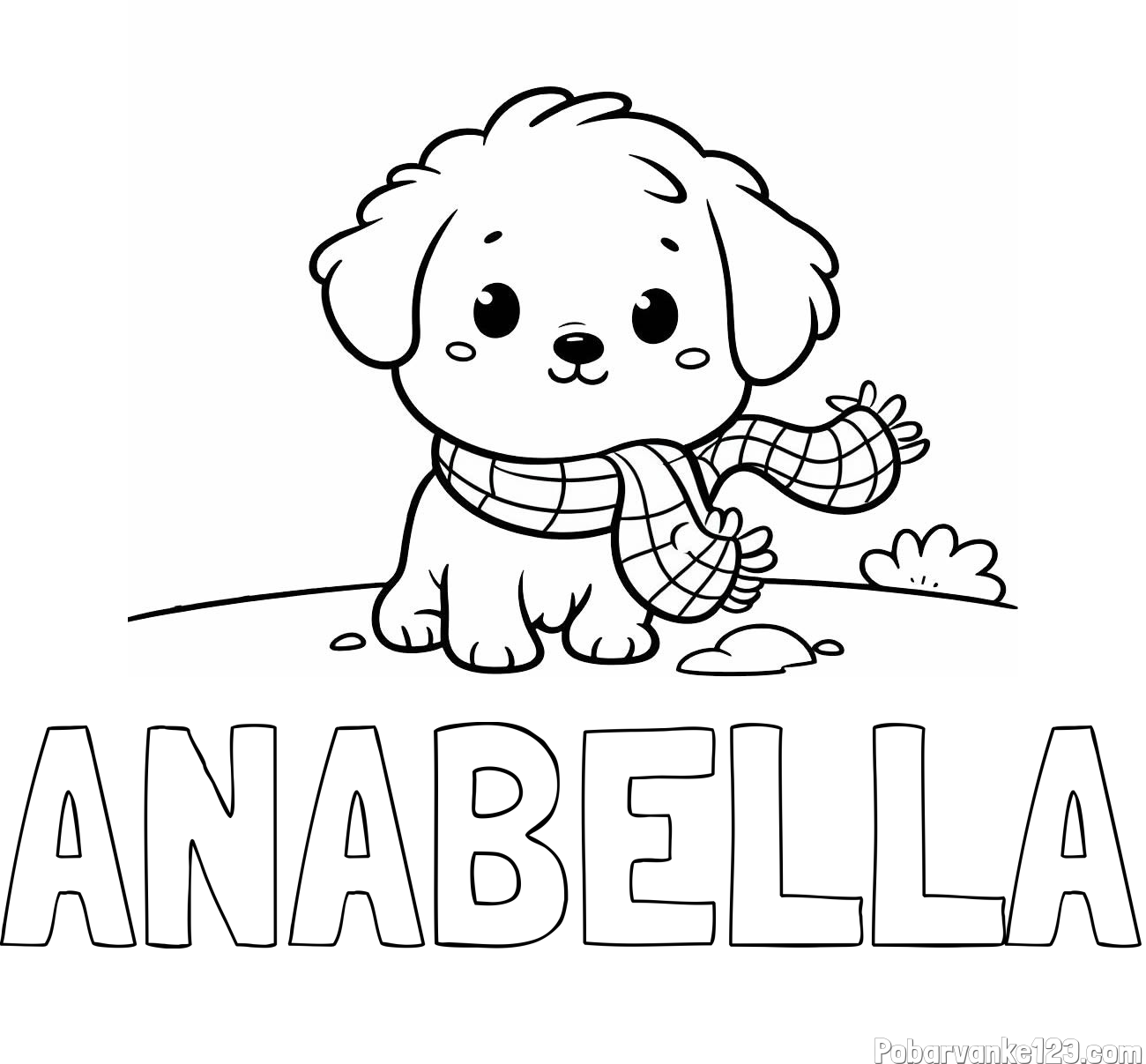 Pobarvanka imena ANABELLA in pobarvanka prikupnega psička