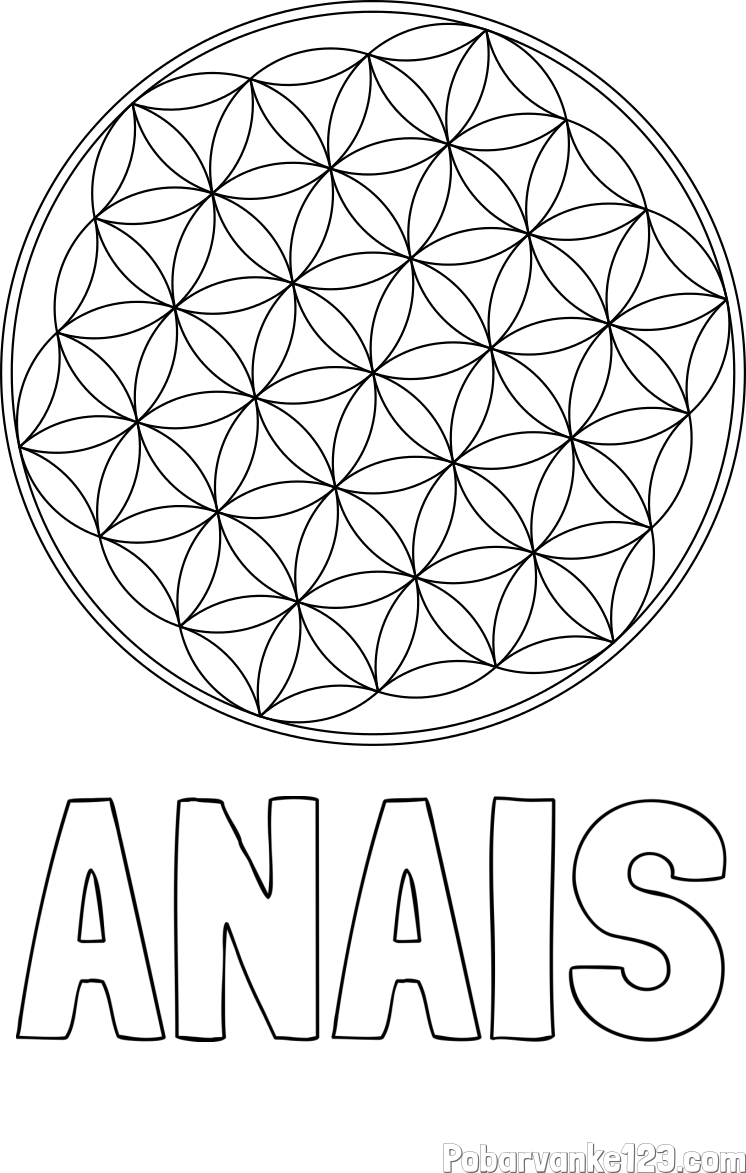 Pobarvanka imena ANAIS in mandale
