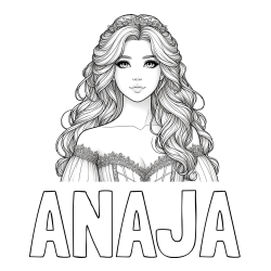 Online izdelana pobarvanka - Pobarvanka imena ANAJA in pobarvanka lepe princese