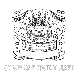 Online izdelana pobarvanka - Pobarvanka imena ANAJA VSE NAJBOLJŠE ! in pobarvanka velike torte za rojstni dan