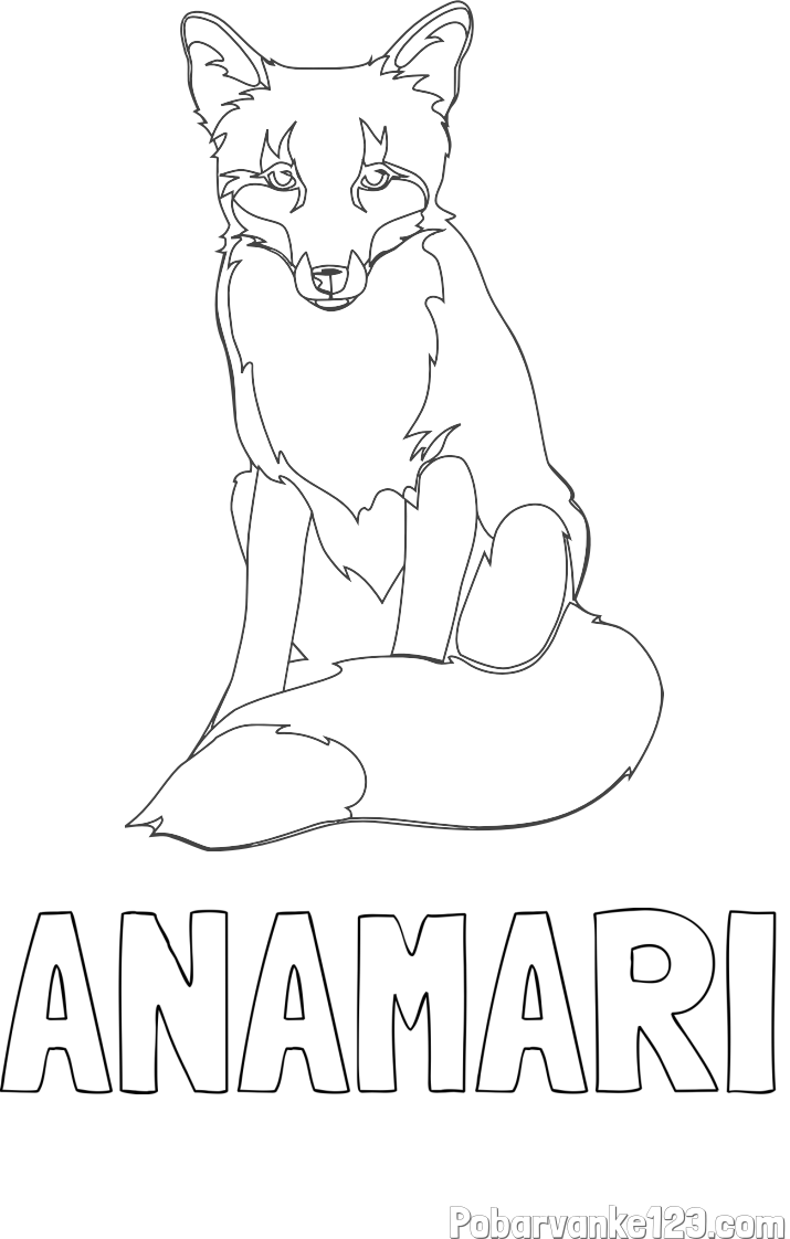Pobarvanka imena ANAMARI in pobarvanka lisice