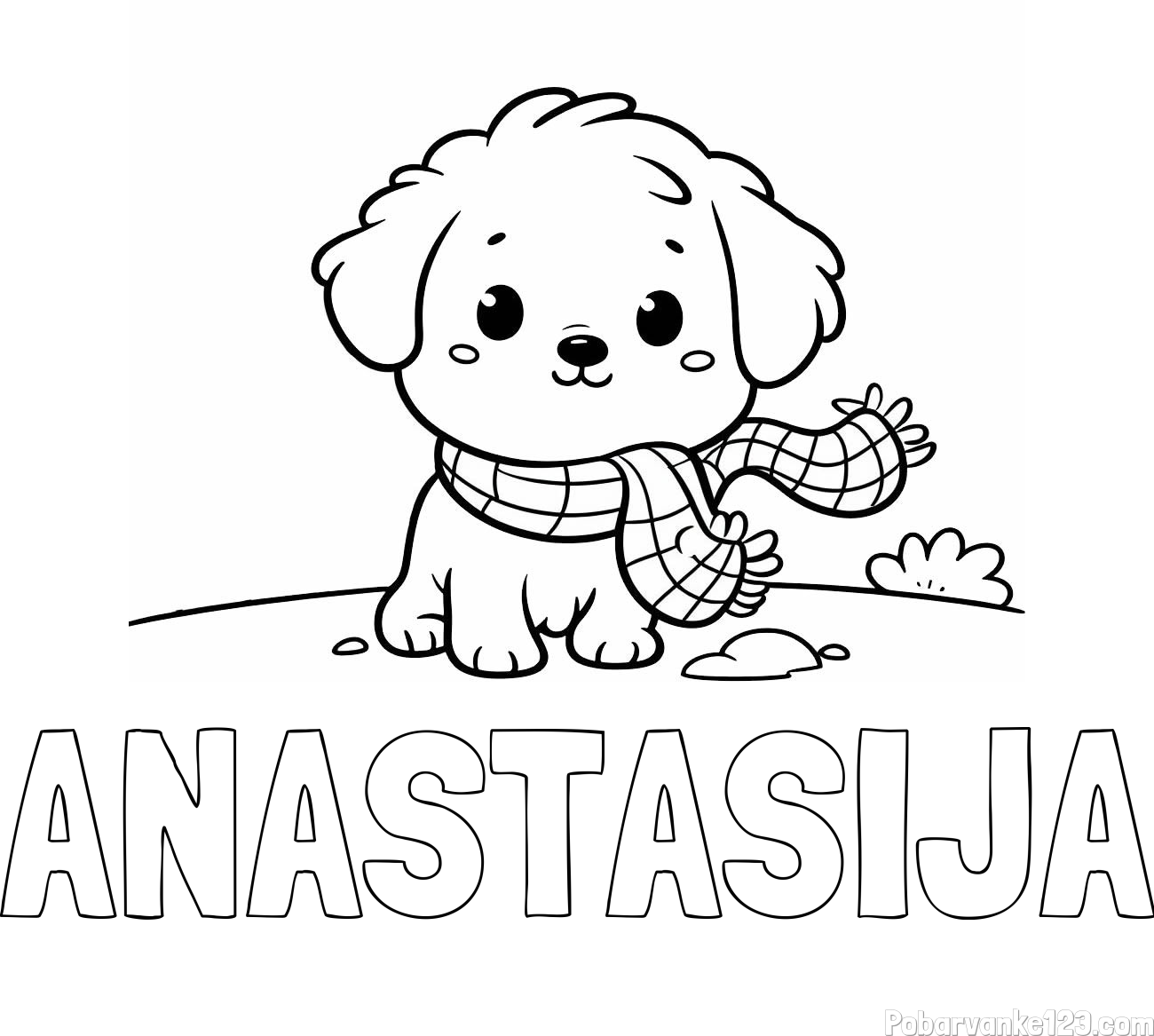 Pobarvanka imena ANASTASIJA in pobarvanka prikupnega psička