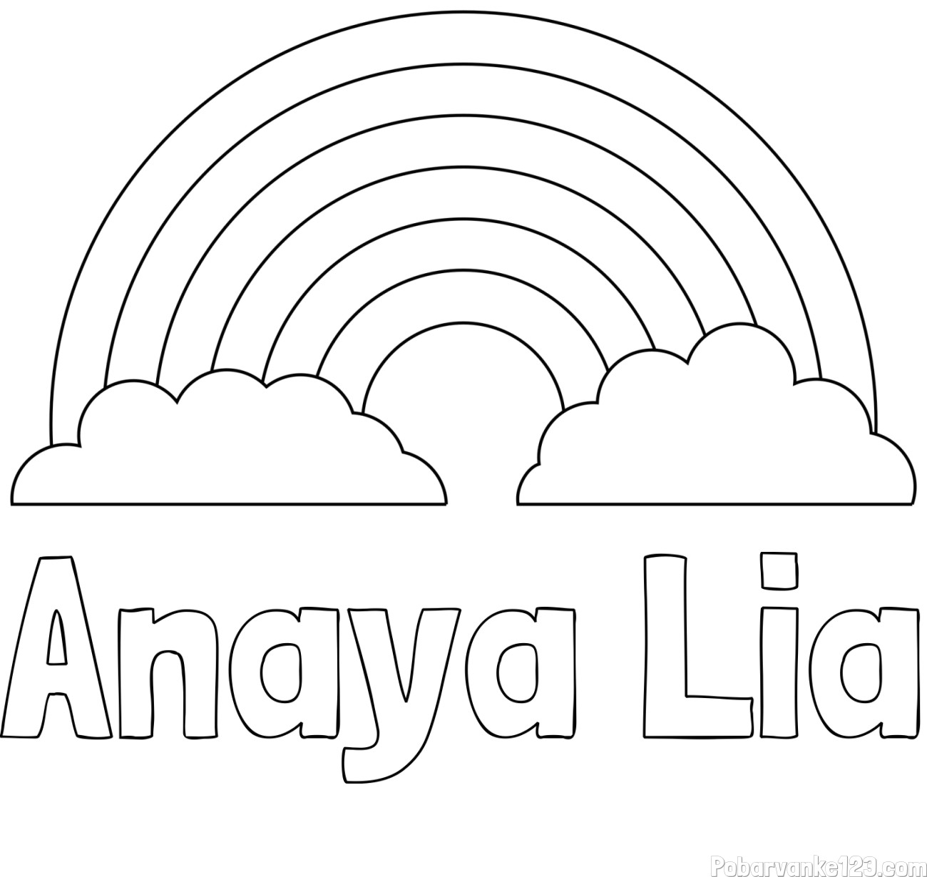 Pobarvanka imena Anaya Lia ter mavrice