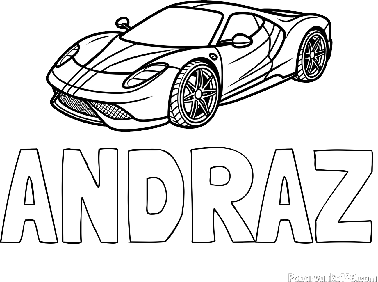 Pobarvanka imena ANDRAŽ in pobarvanka dirkalnega avtomobila