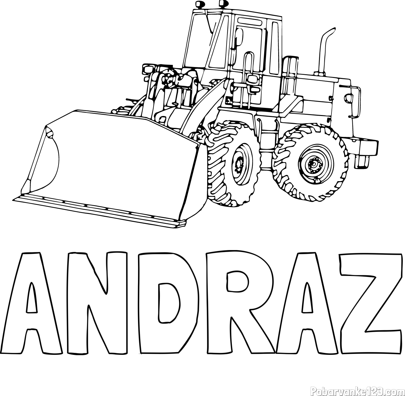 Pobarvanka imena ANDRAŽ in pobarvanka velikega bagra