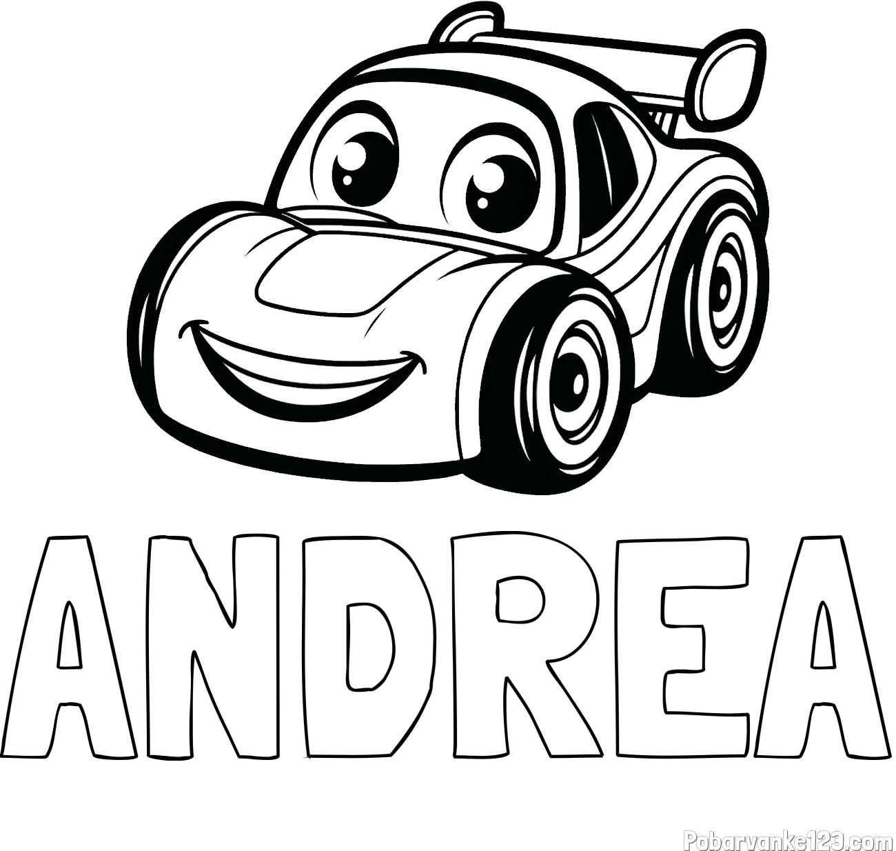 Pobarvanka imena ANDREA in pobarvanka otroškega avtomobila
