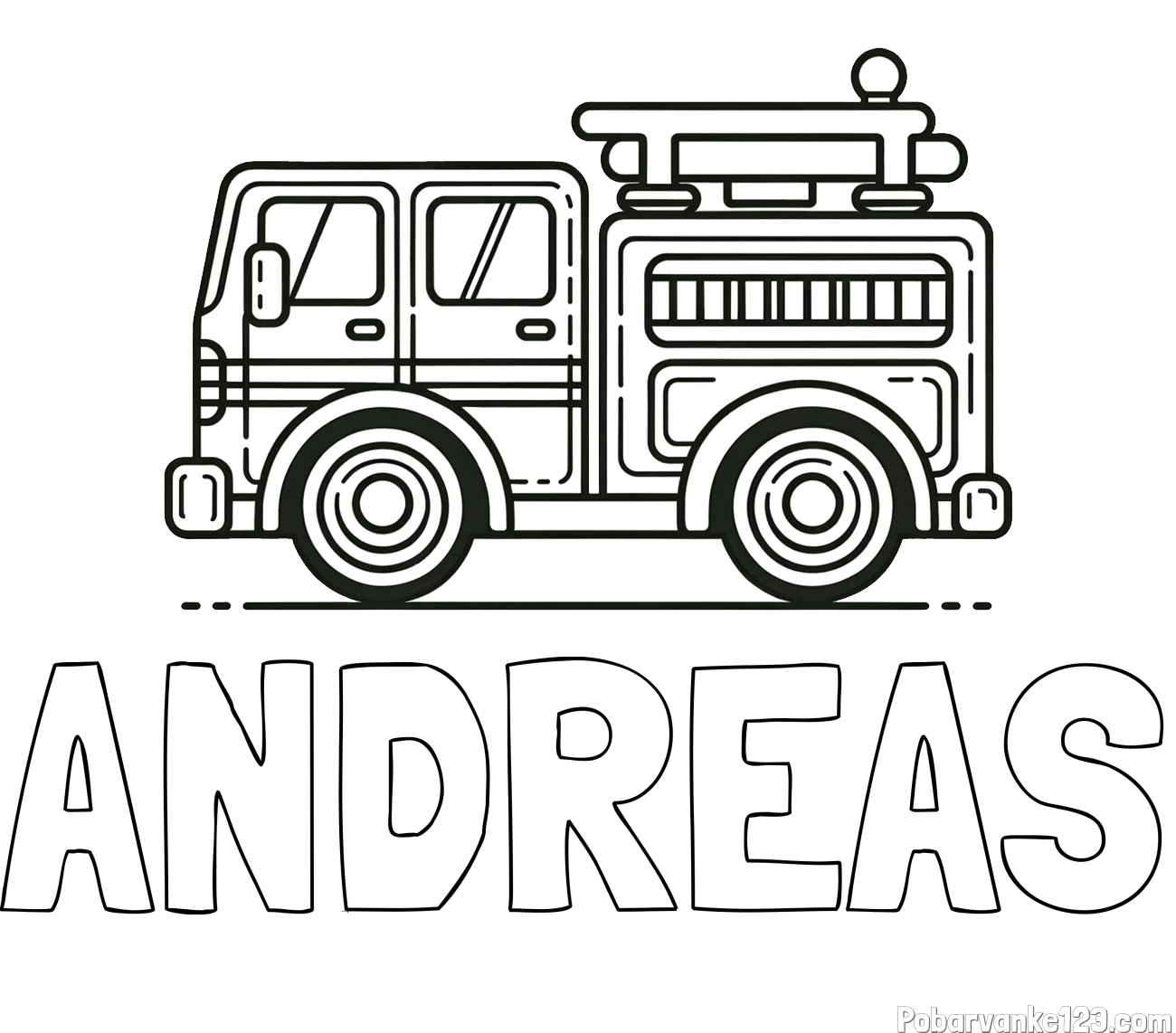 Pobarvanka imena ANDREAS in lepa pobarvnak gasilskega avta