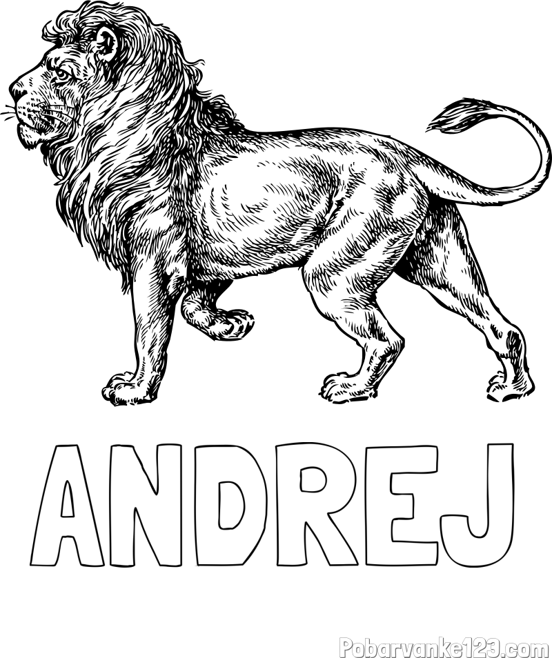 Pobarvanka imena ANDREJ in pobarvanka leva