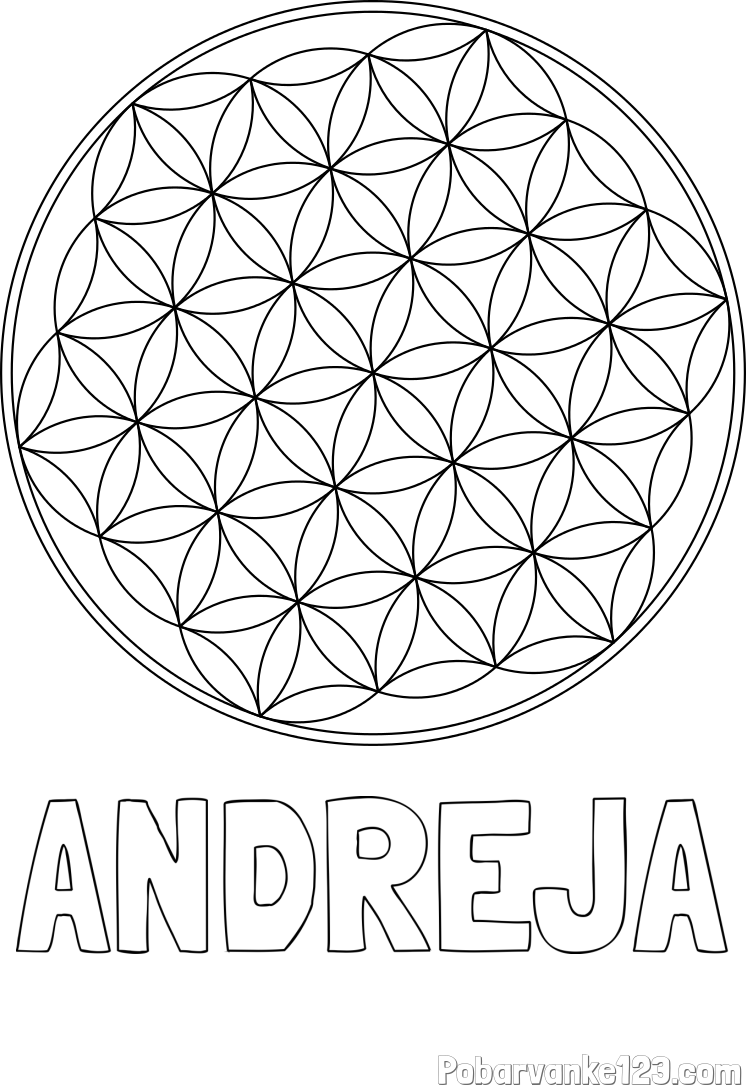 Pobarvanka imena ANDREJA in mandale