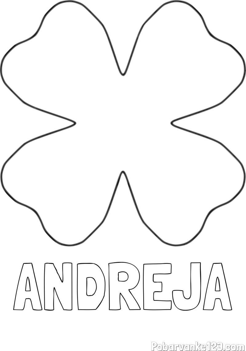 Pobarvanka imena ANDREJA in pobarvanka štiriperesna deteljica