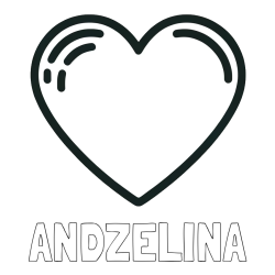 Online izdelana pobarvanka - Pobarvanka imena ANDŽELINA in pobarvanka lepega srčka