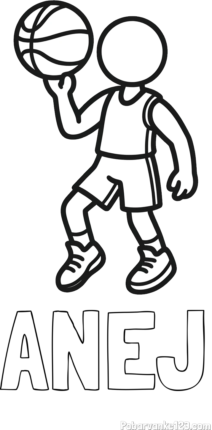 Pobarvanka imena ANEJ in otroška pobarvanka košarkarja