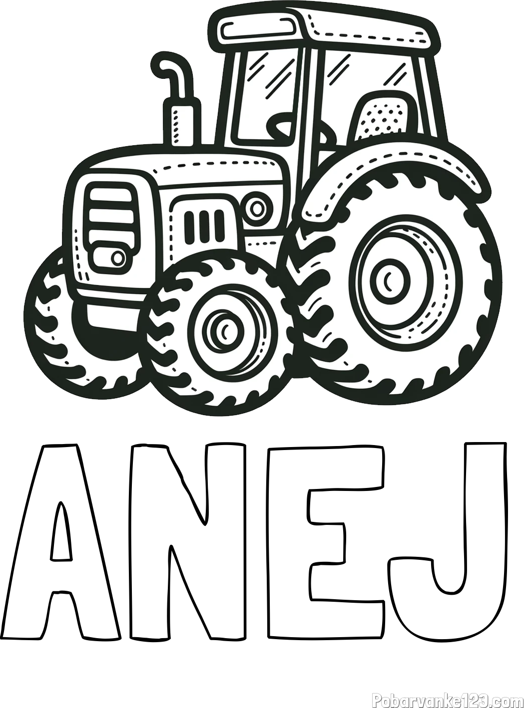 Pobarvanka imena ANEJ in pobarvanka čudovitega traktorja