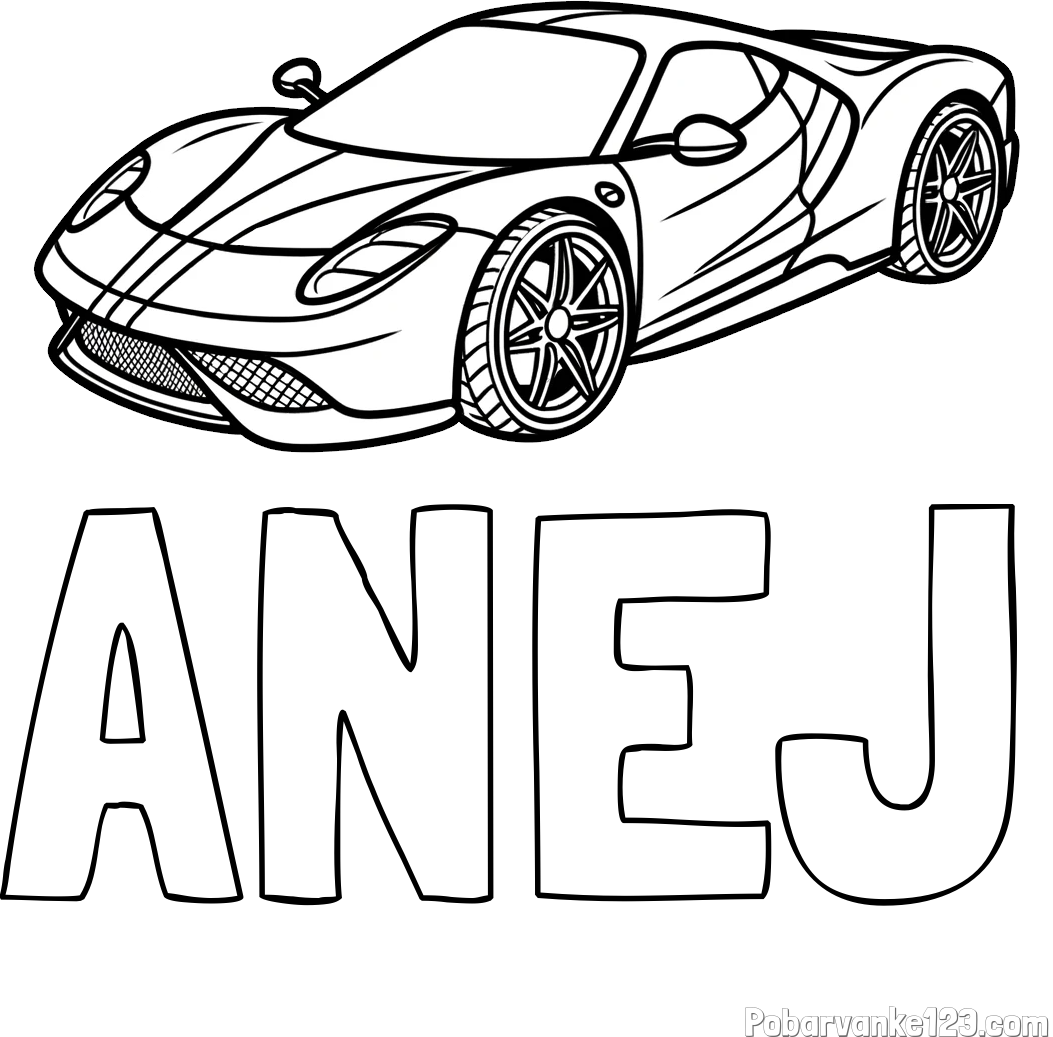 Pobarvanka imena ANEJ in pobarvanka dirkalnega avtomobila