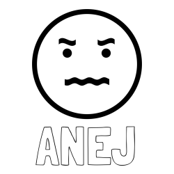 Online izdelana pobarvanka - Pobarvanka imena ANEJ in pobarvanka nekoliko jeznega in presenečenega smeška