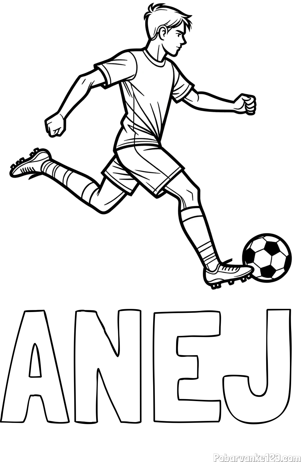 Pobarvanka imena ANEJ in pobarvanka nogometaša v napadu