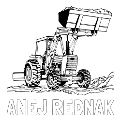 Online izdelana pobarvanka - Pobarvanka imena ANEJ REDNAK in pobarvanka velikega traktorja med prenosom zemljine
