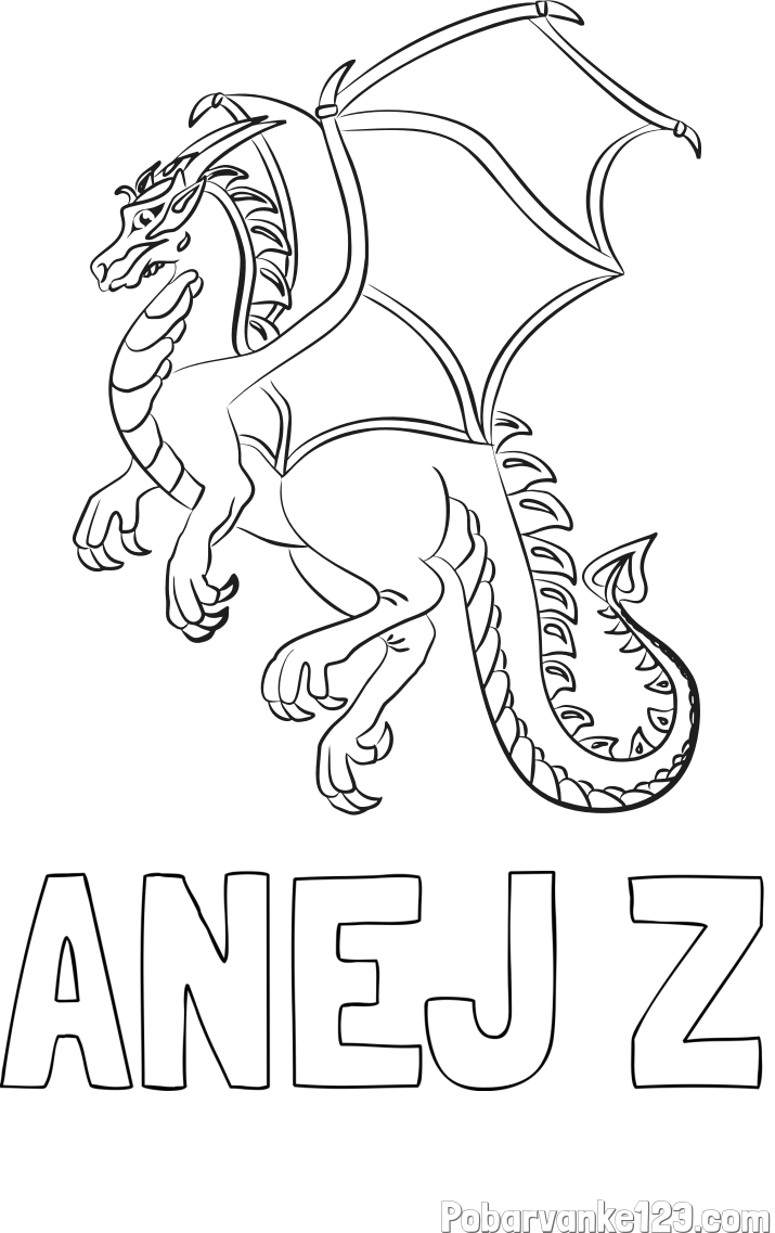 Pobarvanka imena ANEJ Ž in pobarvanka strašnega zmaja