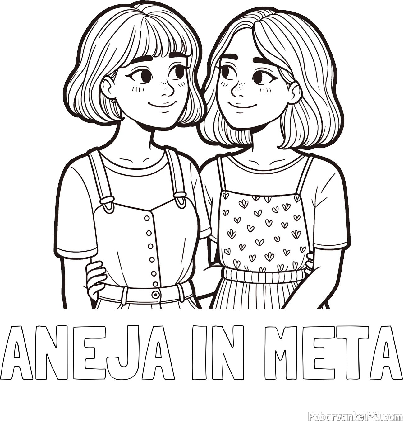 Pobarvanka imena ANEJA IN META in pobarvanka dveh najboljših prijateljic