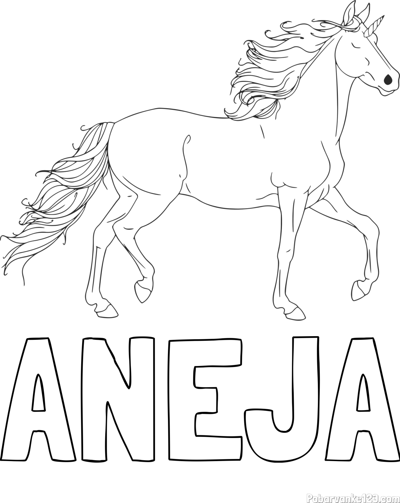 Pobarvanka imena ANEJA in samorog