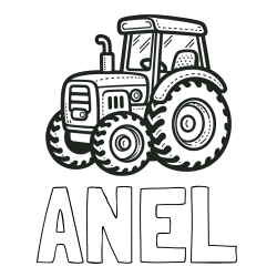 Online izdelana pobarvanka - Pobarvanka imena ANEL in pobarvanka čudovitega traktorja