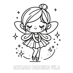 Online izdelana pobarvanka - Pobarvanka imena ANEMARI ČAROBNA VILA in otroška pobarvanka čarobne vile