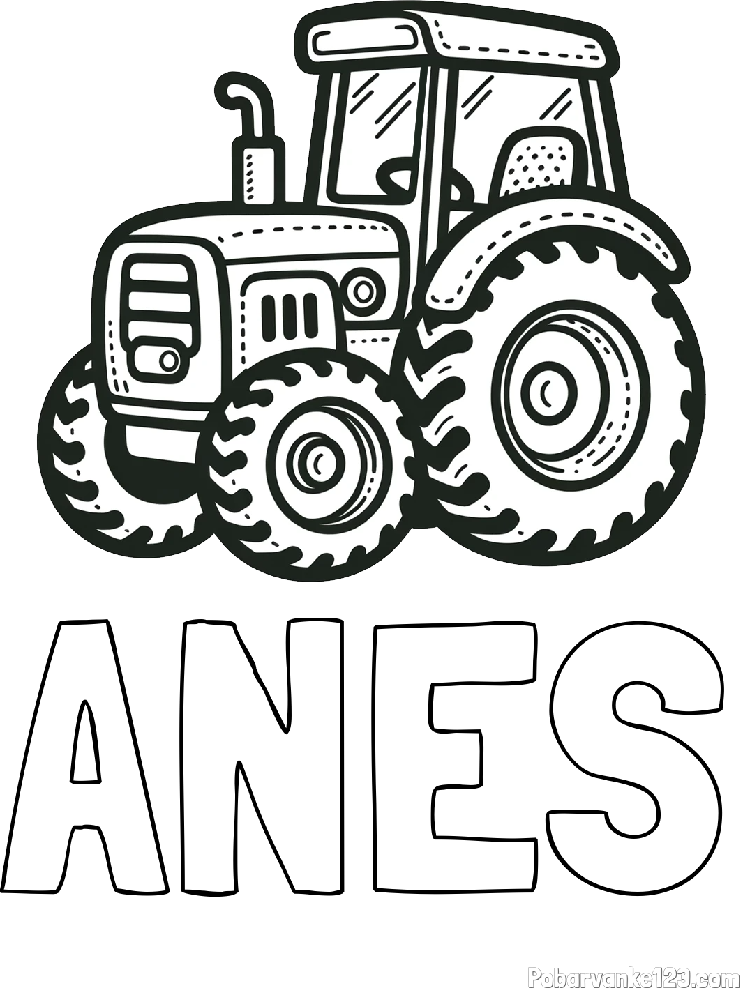 Pobarvanka imena ANES in pobarvanka čudovitega traktorja