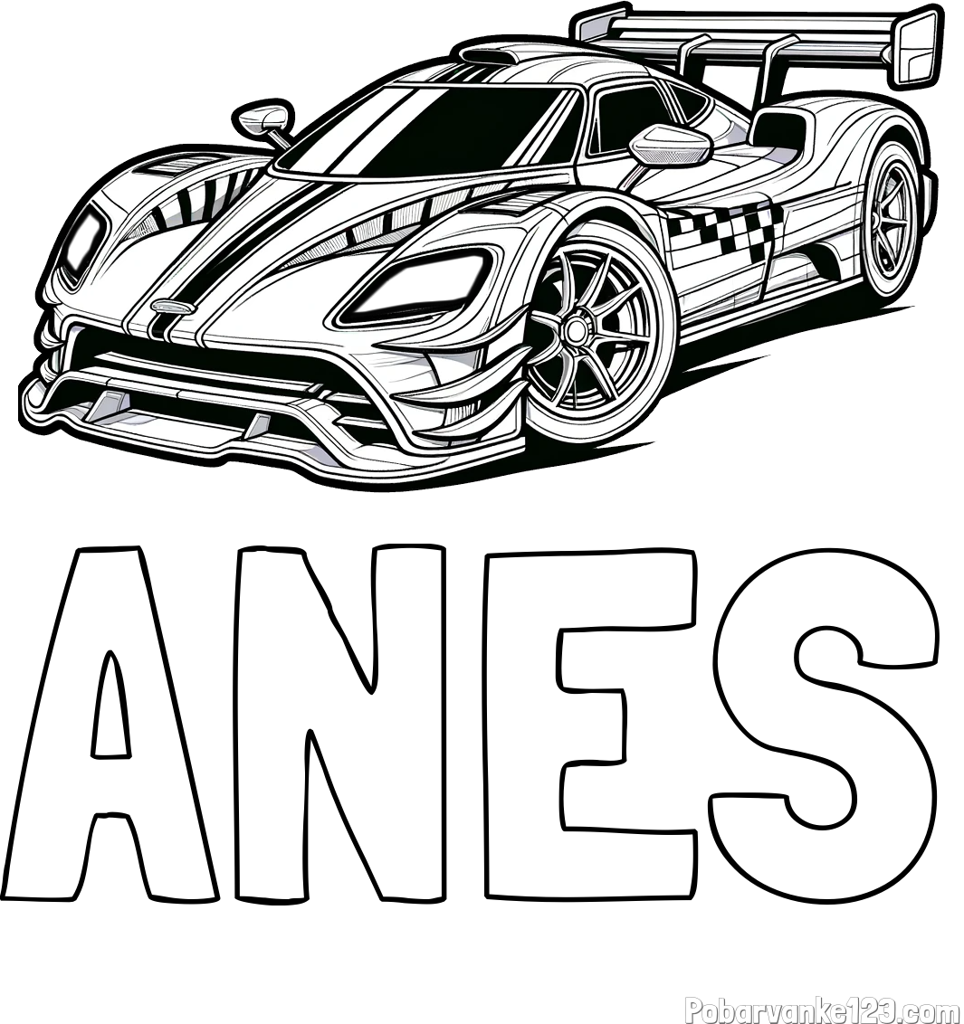 Pobarvanka imena ANES in pobarvanka modernega športnega avtomobila