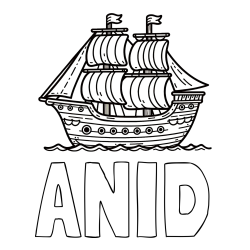 Online izdelana pobarvanka - Pobarvanka imena ANID in otroška pobarvanka ladje