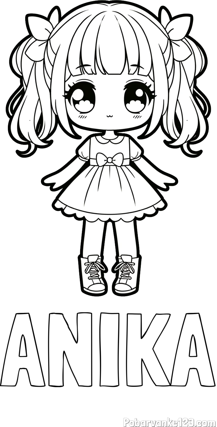 Pobarvanka imena ANIKA in pobarvanka anime punčke
