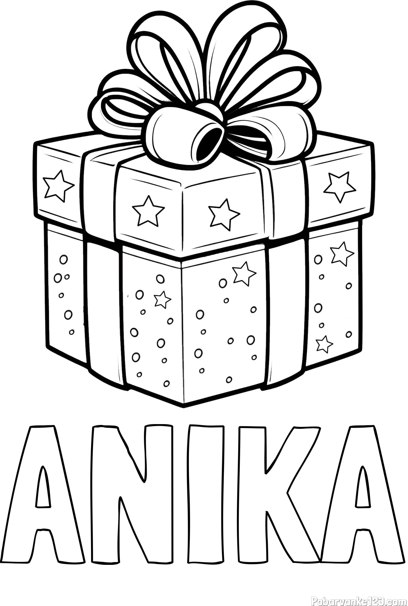 Pobarvanka imena ANIKA in pobarvanka božičnega darila