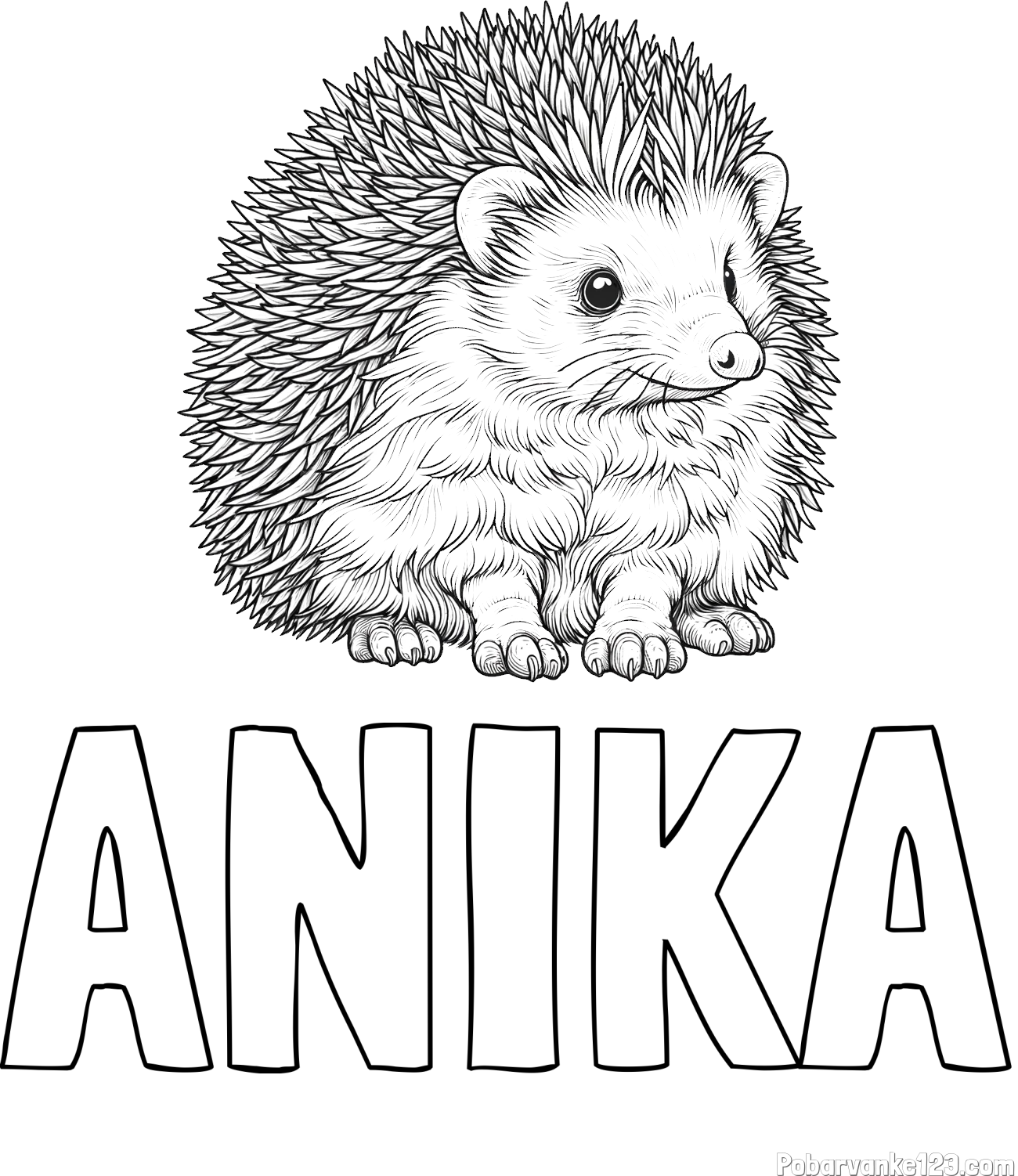 Pobarvanka imena ANIKA in pobarvanka nasmejanega ježa