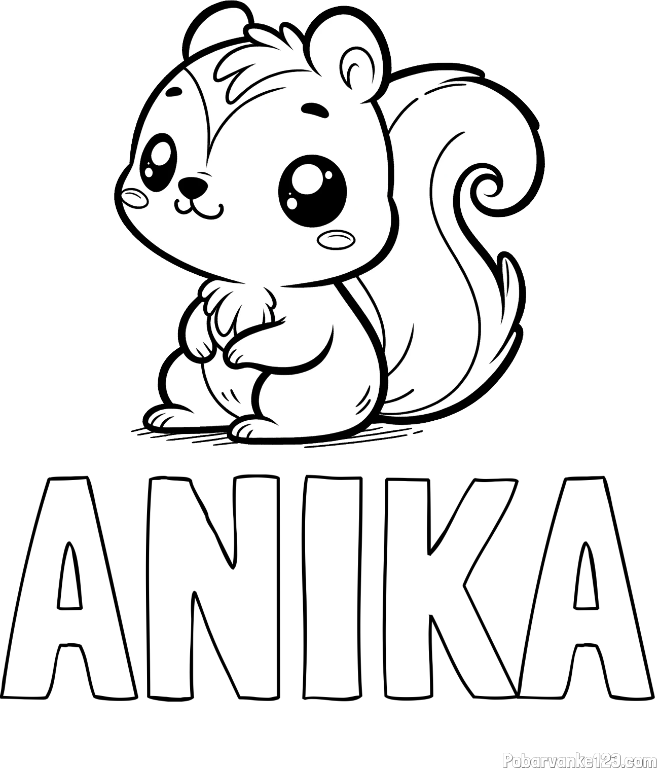 Pobarvanka imena ANIKA in pobarvanka veverice