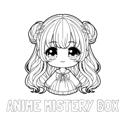 Online izdelana pobarvanka - Pobarvanka imena ANIME MISTERY BOX in pobarvanka prikupne punčke v anime slogu