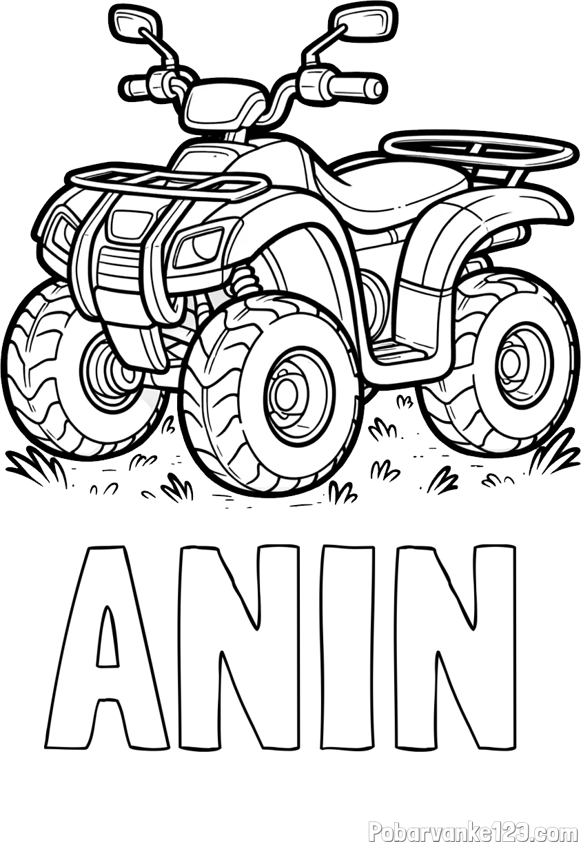 Pobarvanka imena ANIN in pobarvanka velikega štirikolesnika