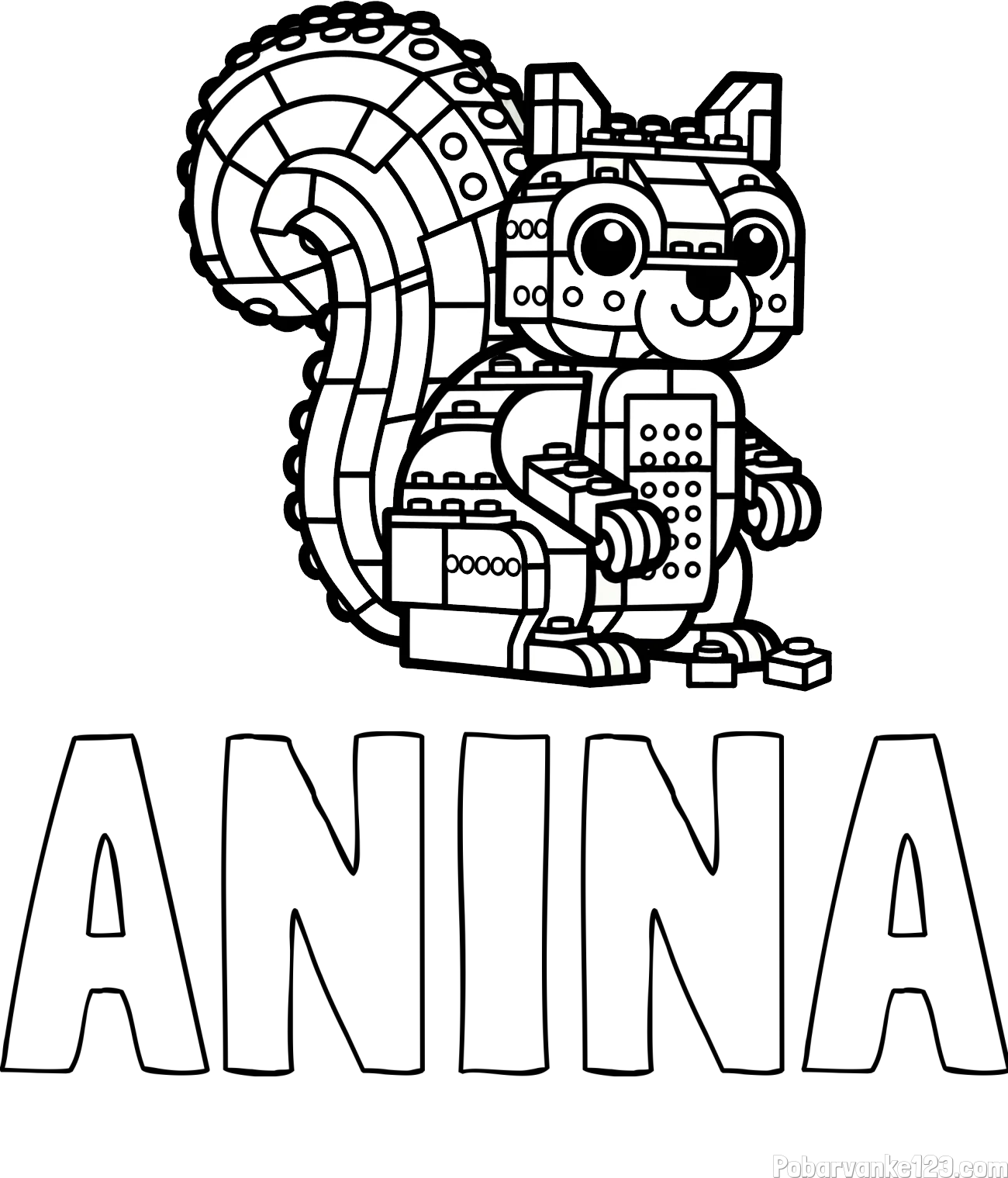 Pobarvanka imena ANINA in pobarvanka LEGO veverice