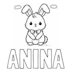 Online izdelana pobarvanka - Pobarvanka imena ANINA in pobarvanka prikupnega zajčka