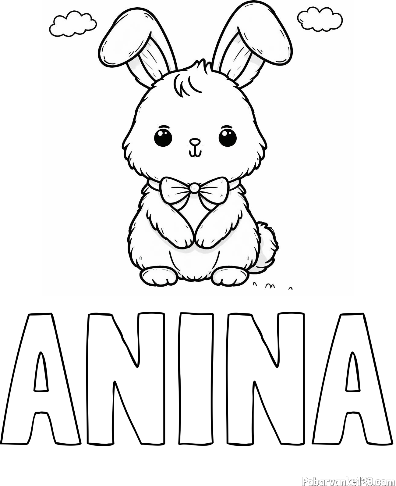 Pobarvanka imena ANINA in pobarvanka prikupnega zajčka