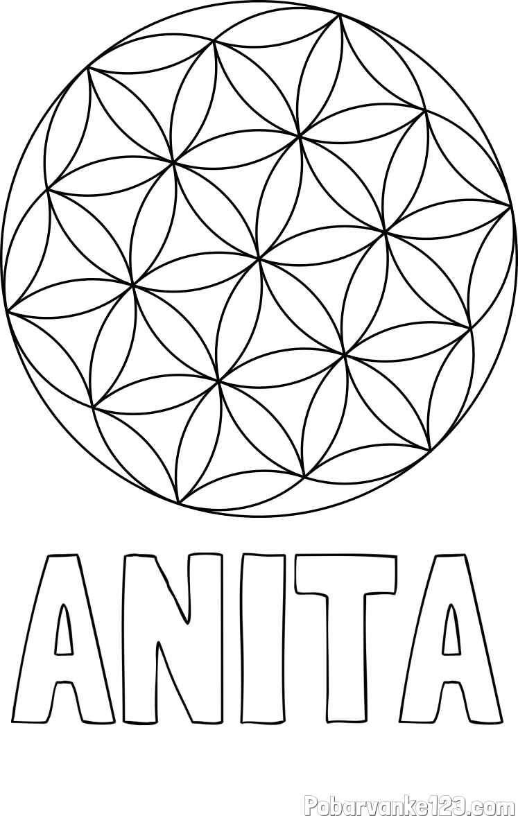 Pobarvanka imena ANITA in mandale 2