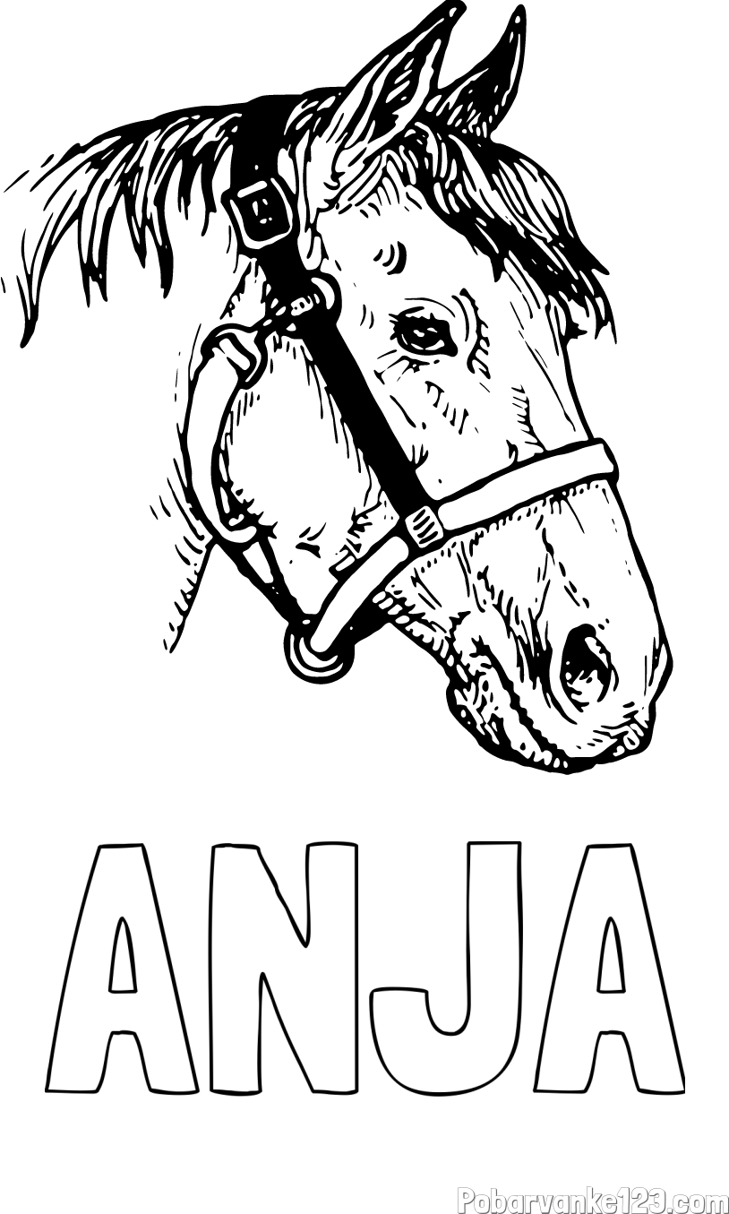 Pobarvanka imena ANJA in konjska glava