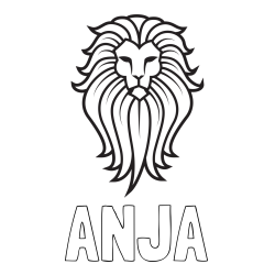 Online izdelana pobarvanka - Pobarvanka imena ANJA in pobarvanka leva z bujno grivo