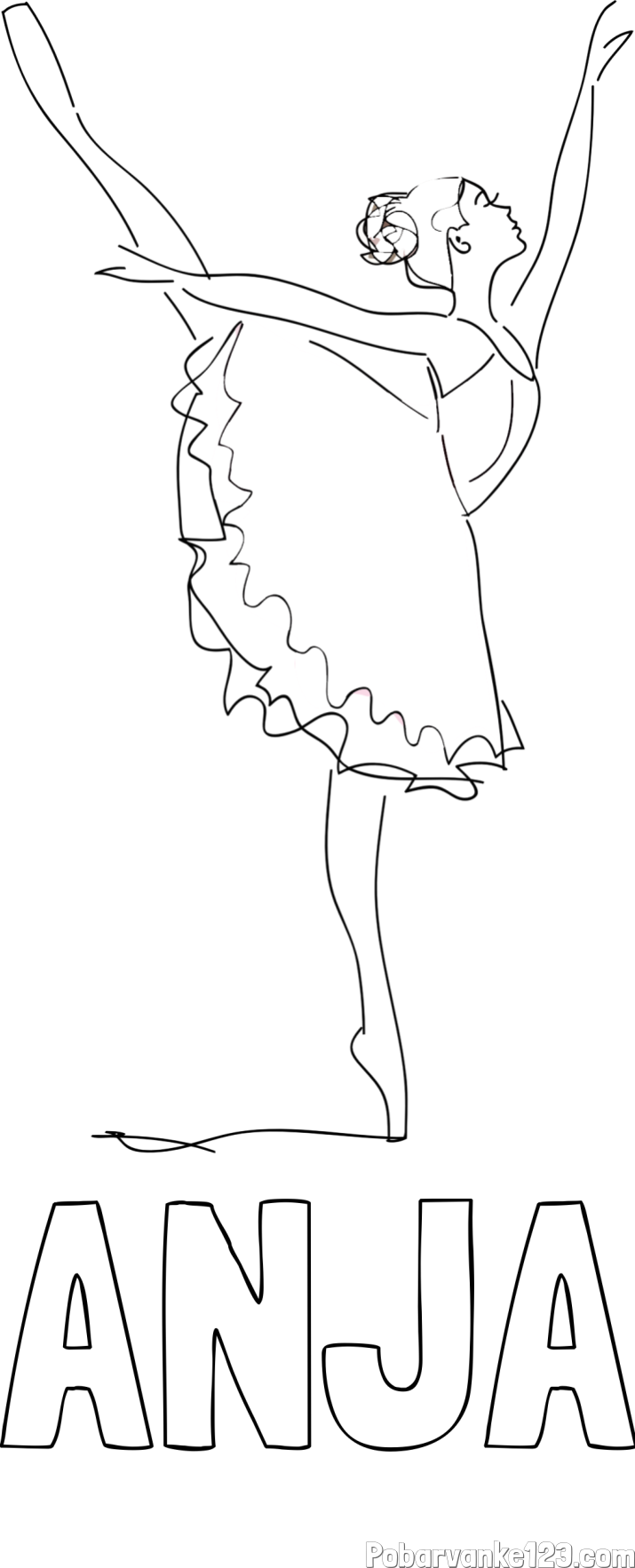 Pobarvanka imena ANJA in pobarvanka ljubke baletke