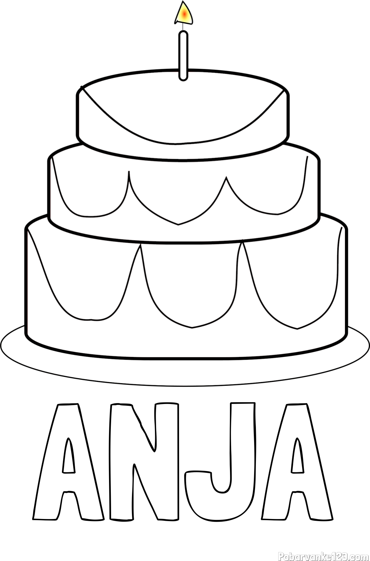 Pobarvanka imena ANJA in pobarvanka poročne torte