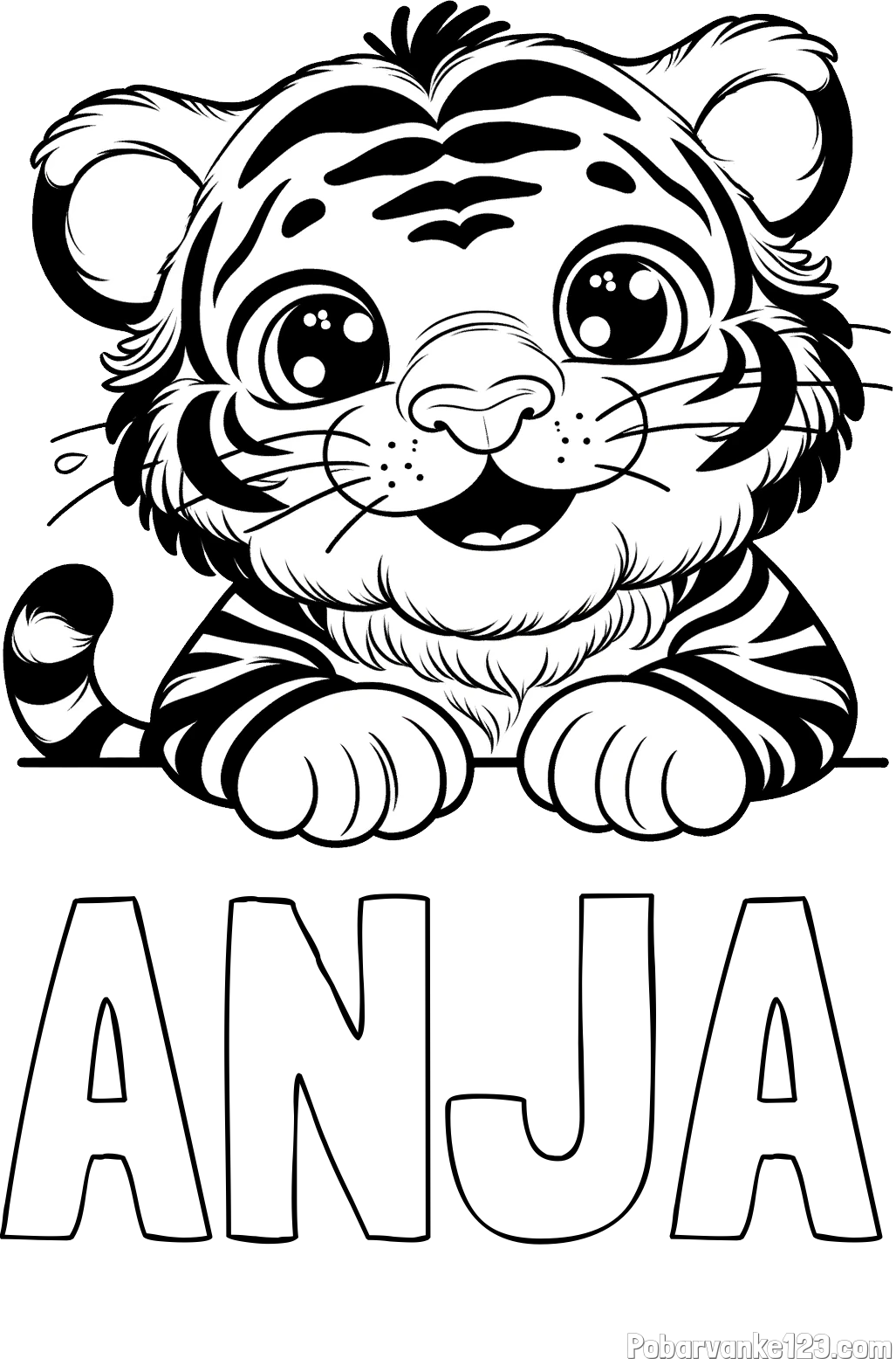Pobarvanka imena ANJA in pobarvanka tigrček